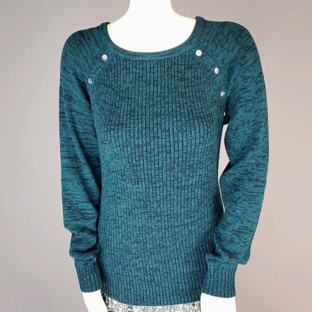GUESS Women's Urielle Studded Sweater Teal